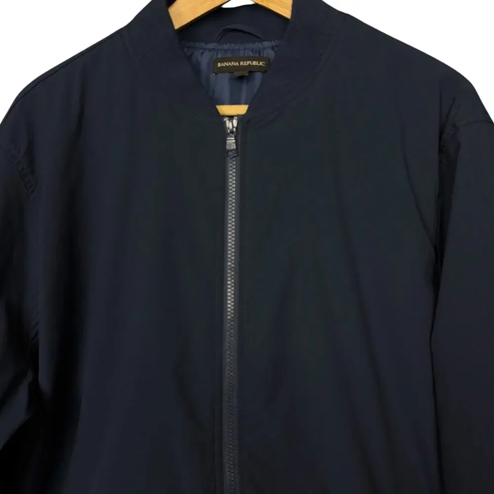Banana Republic Bomber Jacket Men's XL Navy Blue Preppy Pocket Full Zip Up